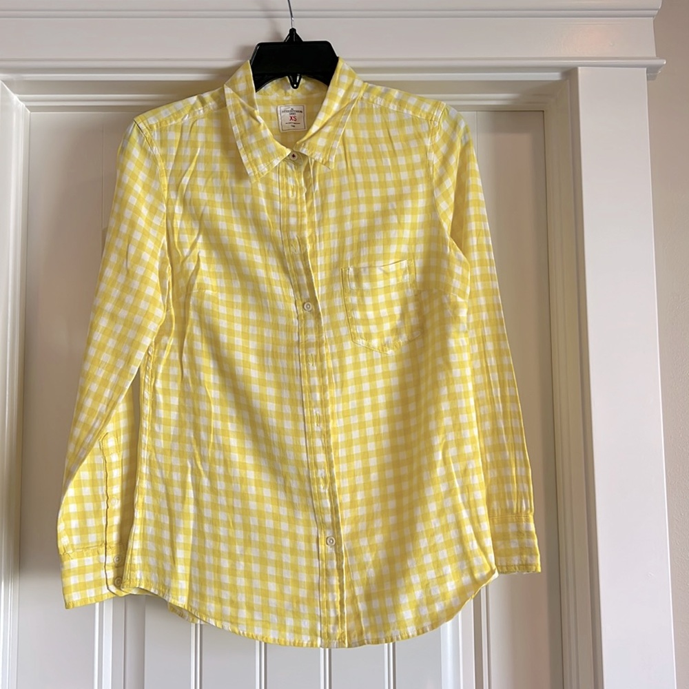 Yellow Gingham Button-Down Shirt - Women